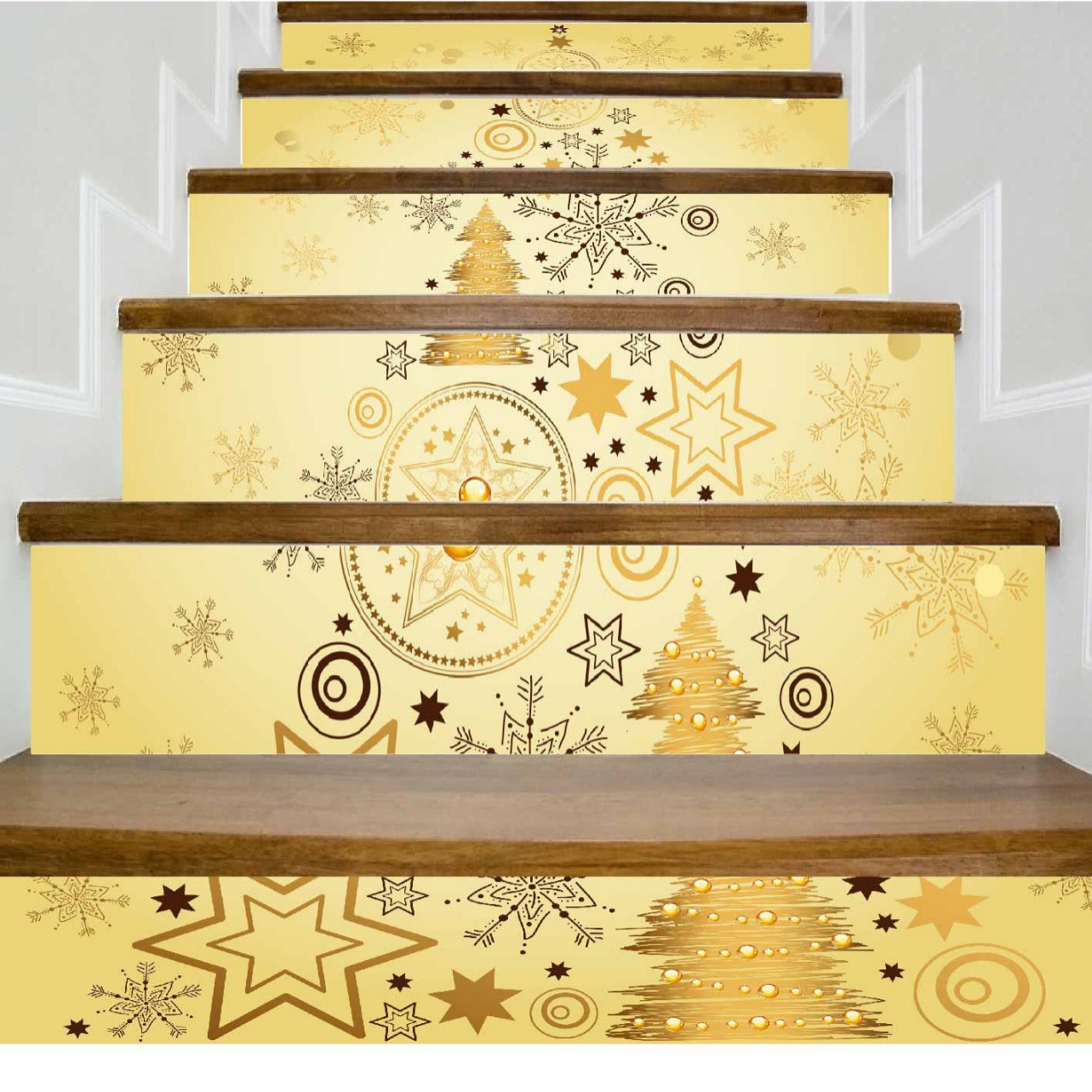 Adesivos de escada de natal autocolantes de parede 3d_voghion.com