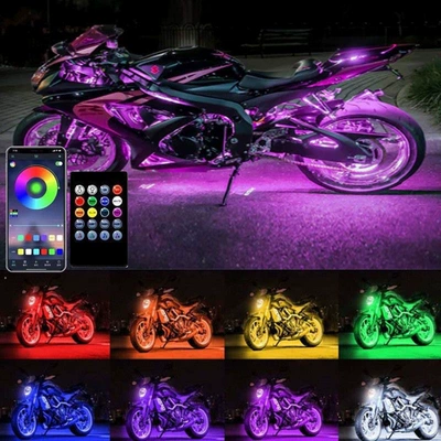 Motorcycle Ambient Light Rgb Colorful Decorative Light Music Rhythm Light Led Car Voice-Controlled Smart Voice-Controlled Light App (Motorcycle headlights, headlights)