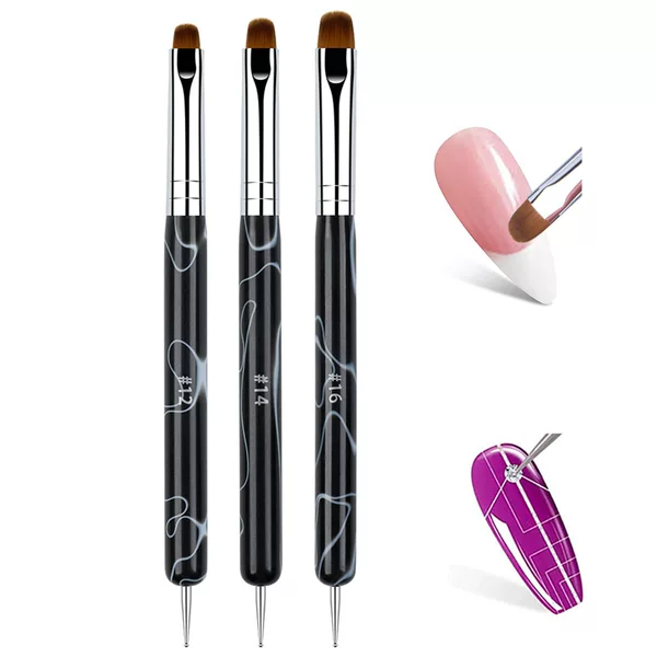 Cross-Border Wave Rod French Semicircle Double-Ended Gel Nail Art Brush Dual-Purpose Trimming Pen Dotting Needle Shaping Pen Dotting Pen