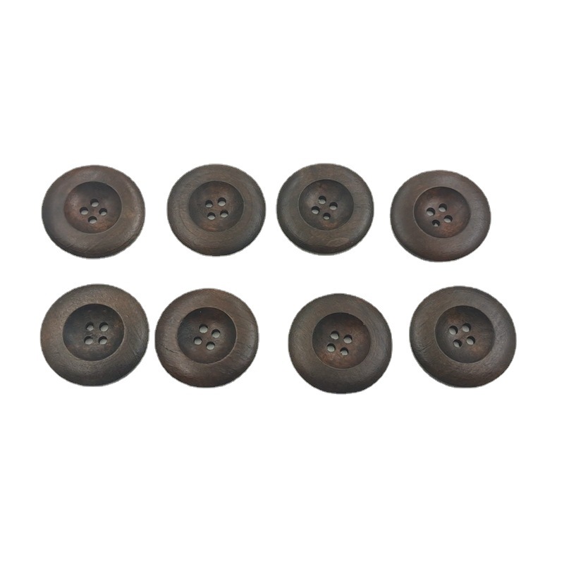 Café de madera/botones de borde redondo de cuatro ojos marrón botones de cuatro ojos decorativos de madera 20/25/50 por paquete