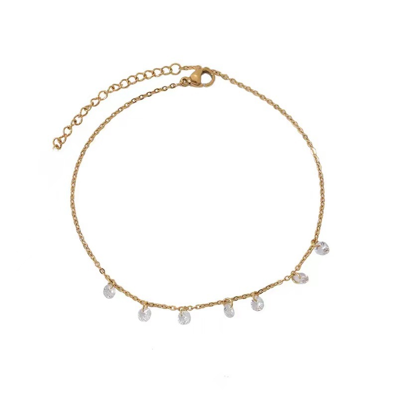 S925 tobillera de plata de ley para mujer, siete diamantes, diseño de nicho, cadena de pies de lujo ligero, sentido de alta gama, accesorios para pies de todo fósforo, nueva tendencia de verano