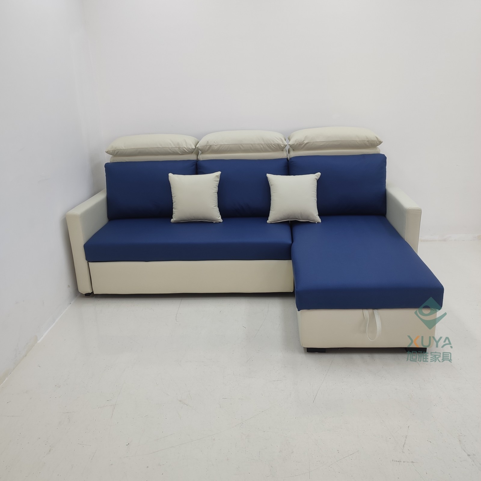 Bicolor multifuncional arte de cuero plegable doble uso sofá cama dormitorio apartamento pequeño tipo de casa