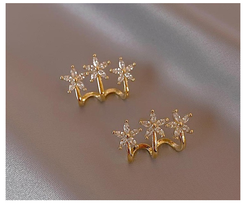 Ear Studs Classification 1 Pair Quantity 1 Pair Lady Flower Inlay Copper Zircon Ear Studs