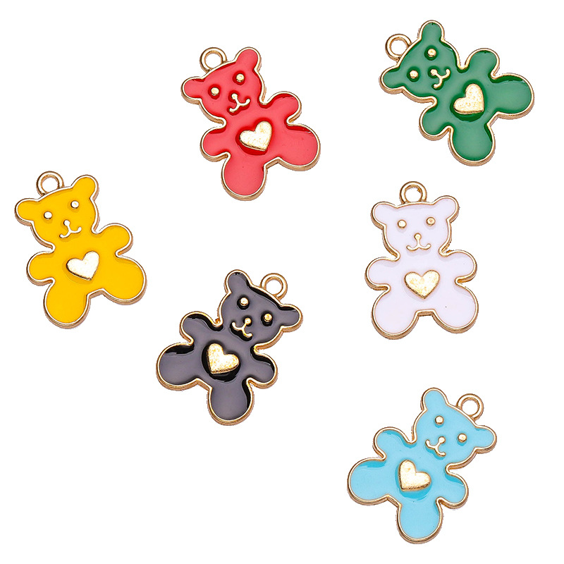 10 Pcs/package Cute Bear Alloy Enamel Plating Pendant Jewelry Accessories display picture 11