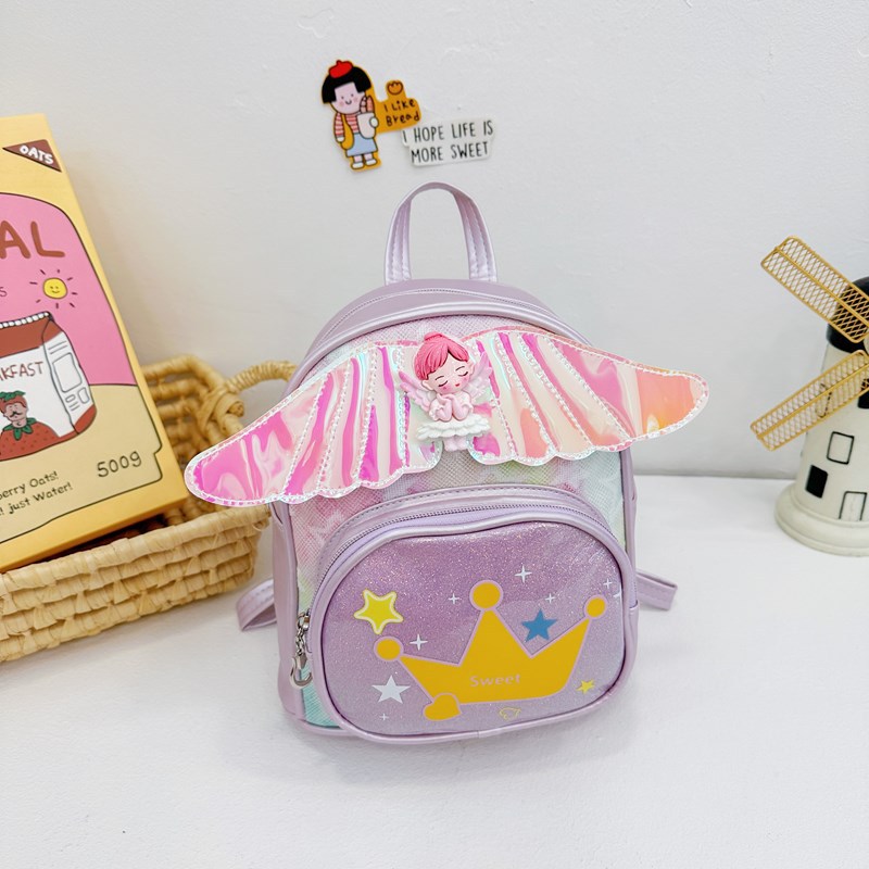 Mochila suave, lindas alas pequeñas, mochila para niños y niñas, mochila para niños de jardín de infantes, mochila para bebés, mochila para niños con sequillas de corona de dibujos animados
