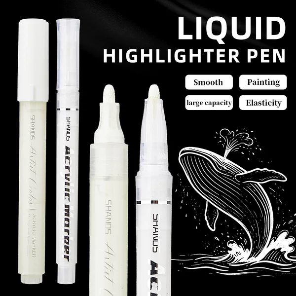 Large-capacity art acrylic marker pen, white, for comic outlining, DIY graffiti, highlighting, 2.0 quick-dry waterproof highlighter pen