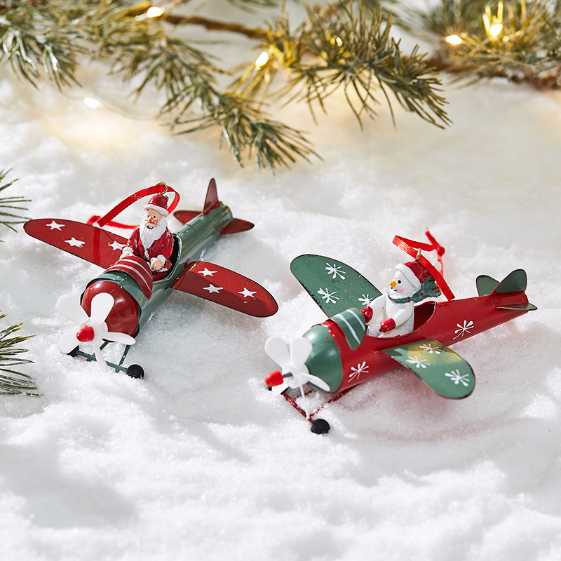 クリスマスツリーのペンダント鉄芸飛行機老人雪だるま鹿デパートのショーウインドーのデスクトップシーン装飾クリスマス衣装飾り|undefined