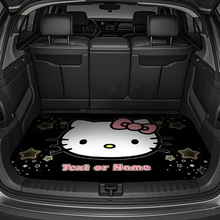 跨境可爱凯蒂猫汽车后备箱垫四季通用款防滑耐脏耐磨防尘车垫贴标