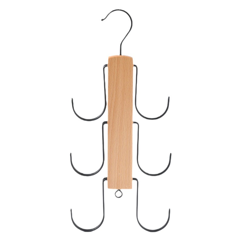 Bag Storage Hanger Sling Tie Scarf Multi-function Coat Rack Holder Backpack Rack Solid Wood Rotatable Hanging Bag Hook