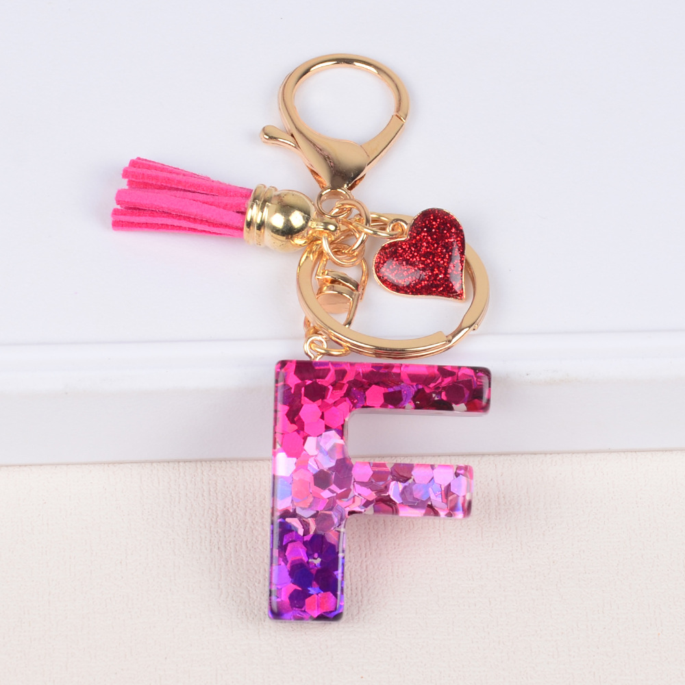 Lady Letter Heart Shape Resin Metal Epoxy Bag Pendant Keychain display picture 10