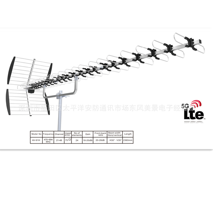 Qiaohua TV Antenna 24-Elementli UHF Raqamli DTMB Raqamli Televizor Qabul Qiluvchi Antenna Masofaviy Antenna