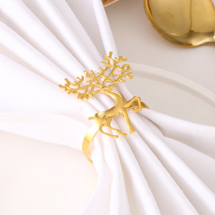 Christmas metal napkin ring elk wreath Christmas tree snowflake napkin ring foreign trade napkin buckle table decoration