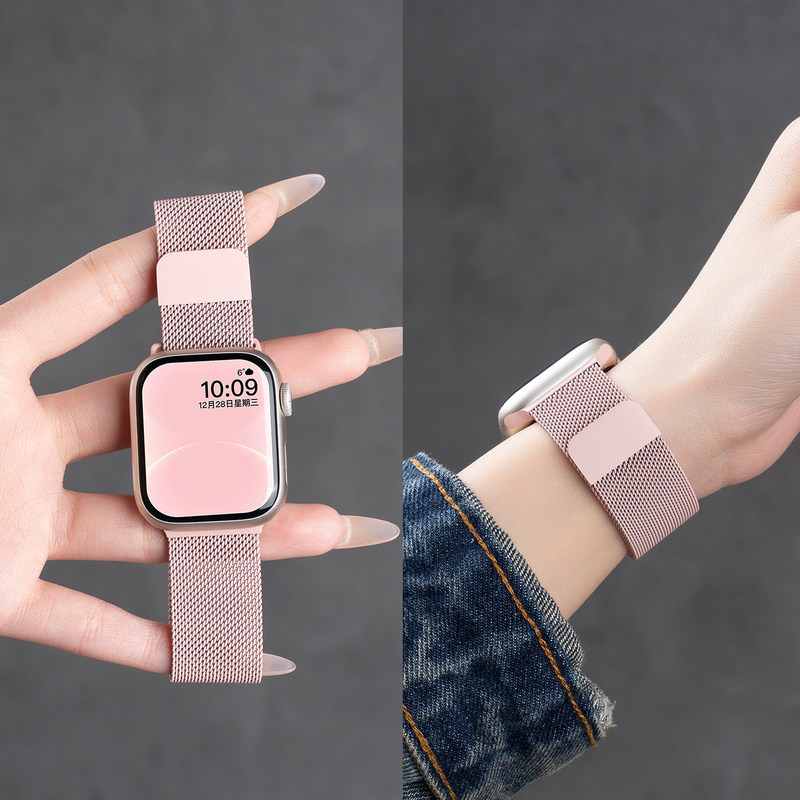 Suitable for Apple S11 Watch Strap S10/S9 Summer Metal Milanese S8/S7 Magnetic New Model Se3/Ultra3