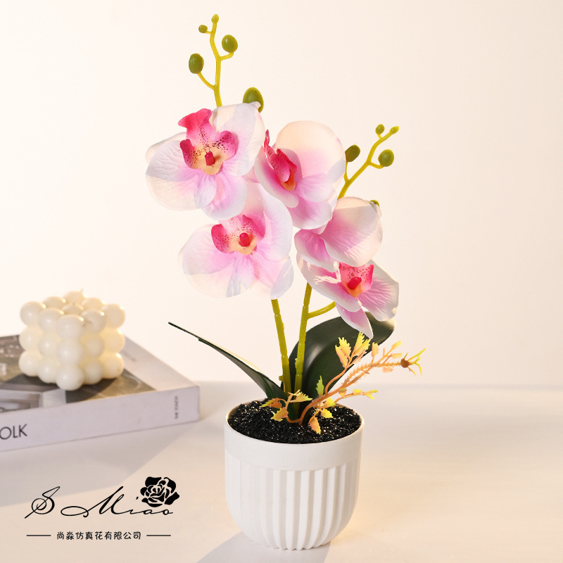 Orquídea de mariposa impresa de serigrafía floral orquídea de mariposa imitación de flores bonsai decoración de sala de estar decoración de escritorio interior decoración de casa maceta artificial image 8