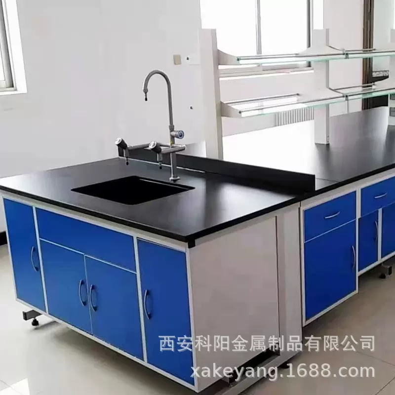 实验台全钢中央台防腐试验台带水槽边台化学钢木操作台通风柜桌子