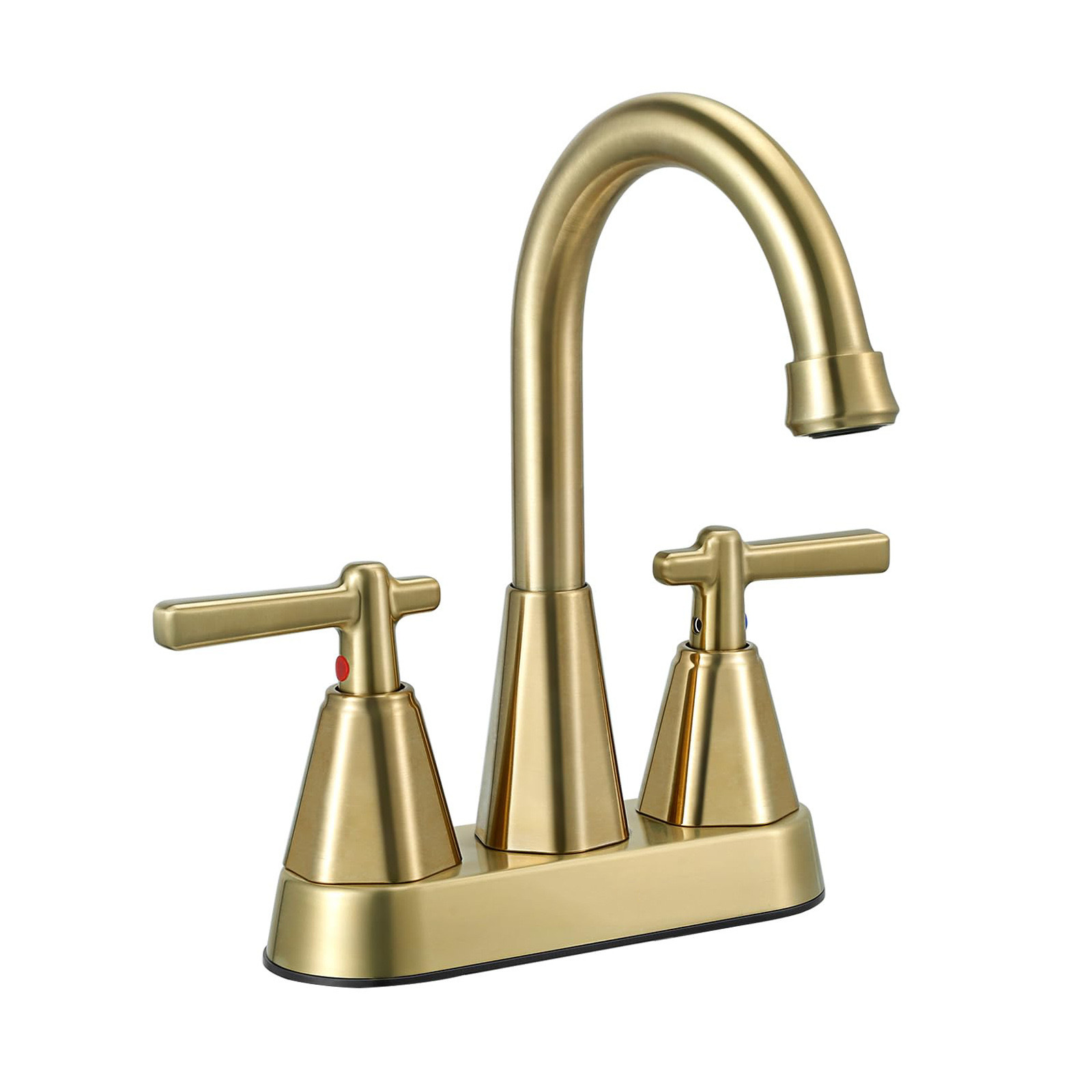 Grifos de lavabo transfronterizos, lavabo de lavabo, lavabo de doble agujero, grifo de agua caliente y fría de oro de seda Omelas