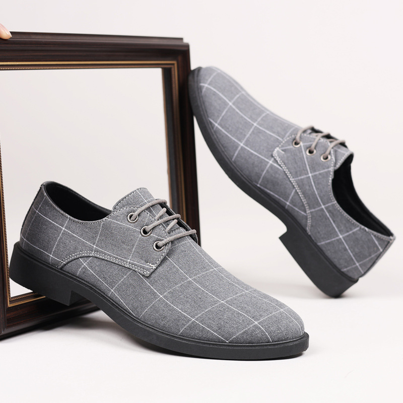 Primavera y otoño británicos zapatos de cuero casuales de negocios zapatos de hombre zapatos de lona zapatos de lazos de un solo traje zapatos casuales de hombre