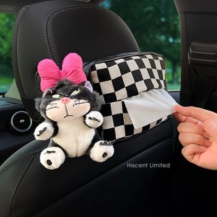 Lucifer Cat Car Tissue Box Cute Paper Box Armrest Box Car Decoration Car Hanging Paper Box