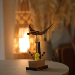 跨境新品Artisan Wooden Manta Ray Automaton工匠木制蝠鲼自动机
