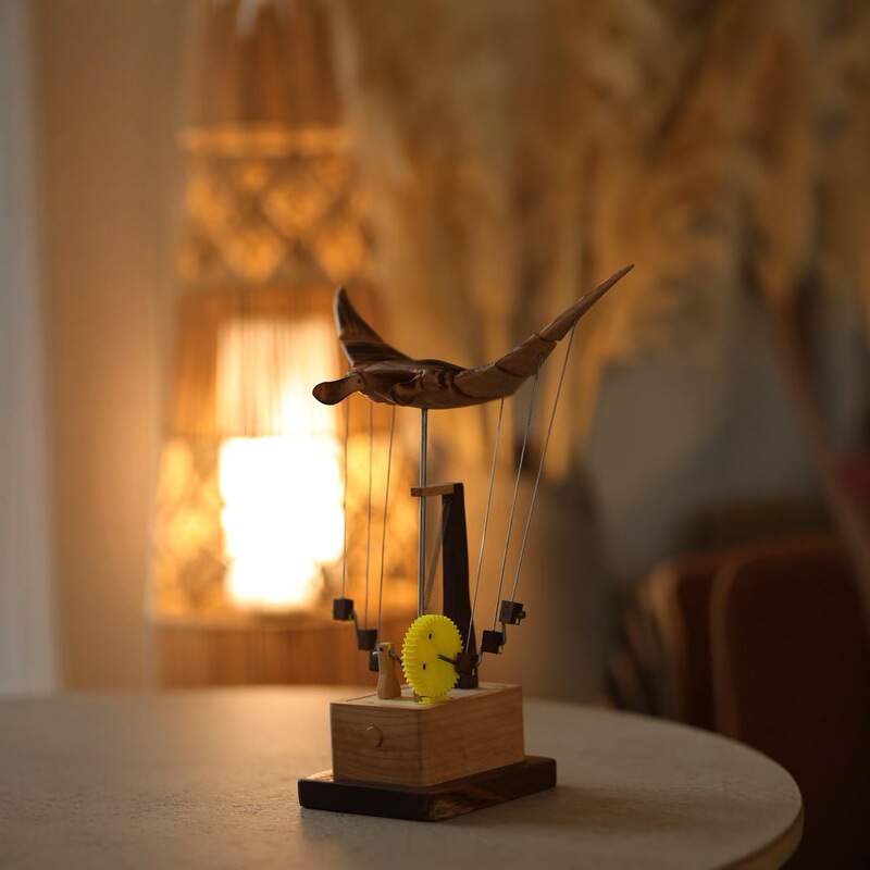 跨境新品Artisan Wooden Manta Ray Automaton工匠木制蝠鲼自动机|undefined