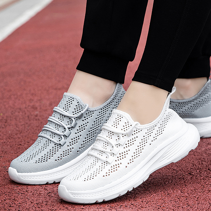 Pico-carpintero zapatos deportivos casuales mujeres verano 2025 zapatos de carreras de mujer de malla de tela de vuelo de tendencia coreana