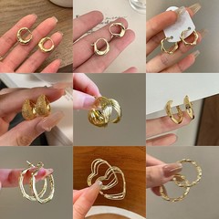 925銀針insシンプル百合ファッション通勤耳輪耳飾り軽贅沢高級感自慢素輪女性イヤリング小衆