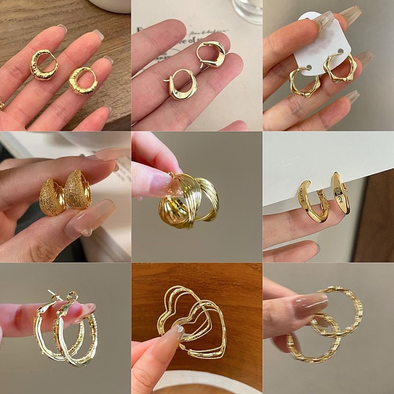925 Silver Needle Ins Simple All-match Fashion Commuter Ear Ring Earrings Light Luxury High-end Sense Quaaaplain Ring Women's Earrings Niche