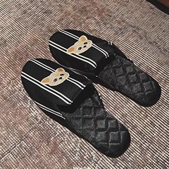 Simulation silk, dog fox fur bottom couple slippers, home indoor men's summer style, home use couple pair, Instagram style