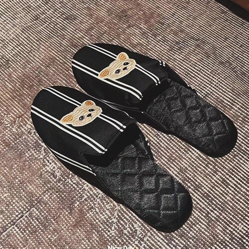 Simulation silk, dog fox fur bottom couple slippers, home indoor men's summer style, home use couple pair, Instagram style