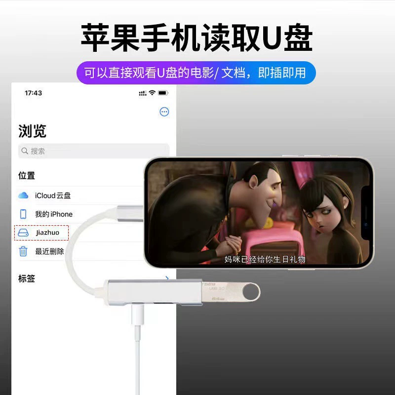 Подходящий для Apple переходник-расширитель 3 в 1 USB HUB, док-станция с функцией OTG и поворотным разъёмом