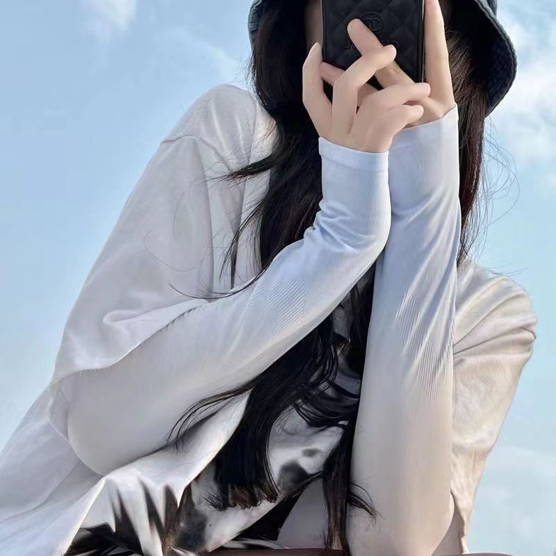 漸變色防曬冰袖夏季男女冰絲袖套戶外騎行薄護臂薄款抗紫外線冰袖