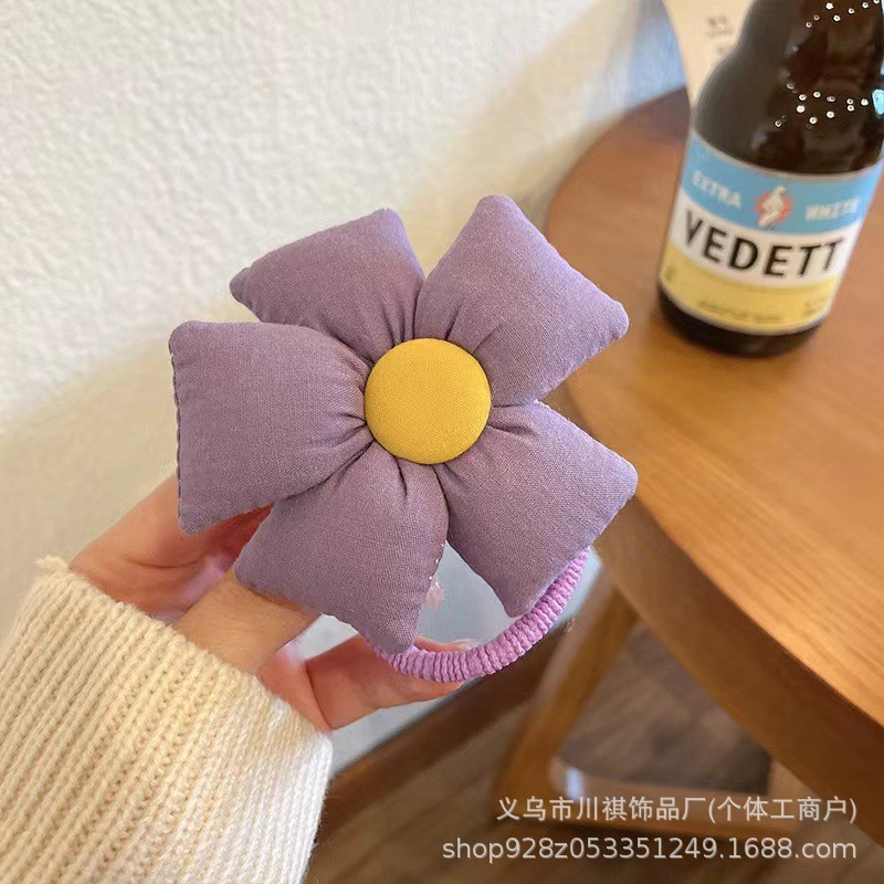 43 보라색 사각형 큰 꽃 머리끈