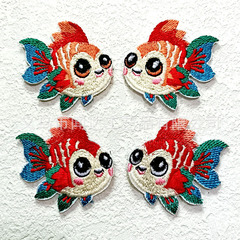 古風刺繍錦鯉小太った魚のニット布はdiy材料の部品を貼り付けます。