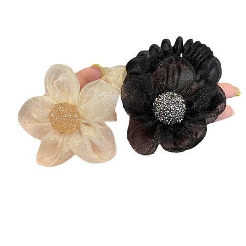 Light luxury mesh sunflower hairband flower clip ponytail ball head mesh hair accessories hairpin hairpin women's hairpin