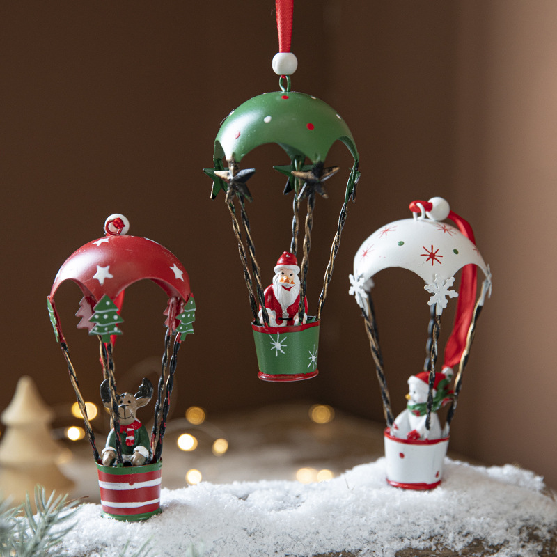 Nordic hierro Navidad globo de aire caliente paracaídas colgante creativo Navidad decoraciones árbol de Navidad colgando adornos
