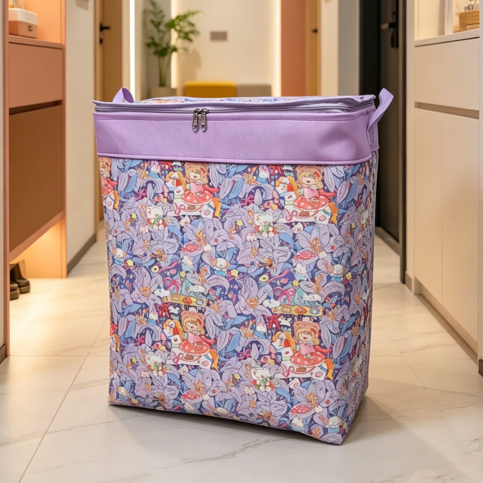(In Stock, Fast Shipping) Household Zippered Storage Box with Steel Ring and Lid, Moisture-Proof Organizer Bag, Foldable Moving Container