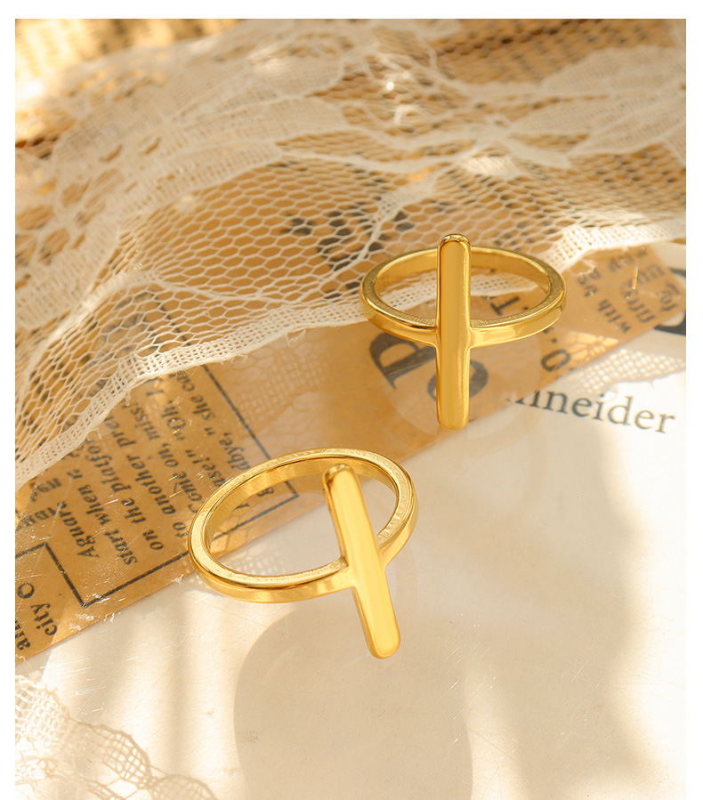 Korean cross ring female titanium steel 18k gold index finger ring