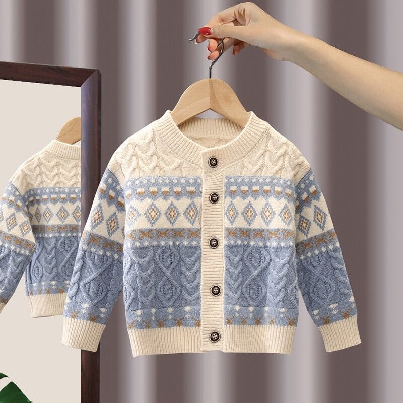W0T Boys' Sweater Cardigan Autumn 2023 Korean Style New Spring and Autumn Baby Kidsren's Loose Top Jacket Knitted W0T Boys' Sweater Cardigan Autumn 2023 Korean Style New Spring and Autumn Baby Kidsren's Loose Top Jacket Knitted