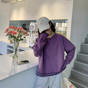 high quality Casual Sweater Solid Color All-Match Top 2025 Spring New Loose Lazy Slimming Base Shirt