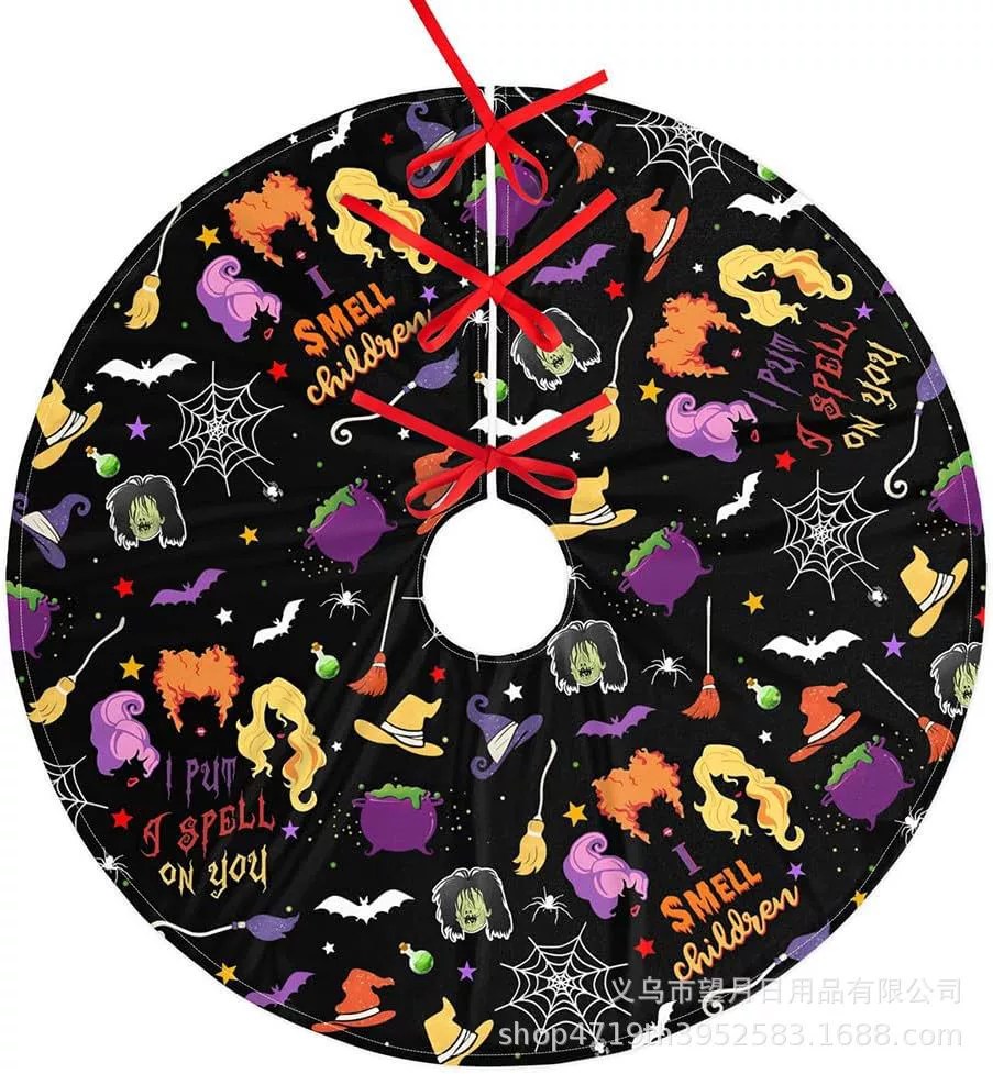 Кроссбордная сеkс Halloween елочная юбка новая фланелевая линя рождественские украшения тыква призрак летучая мышь черная кошка ведьма