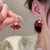 Silver needle with bow, fashionable advanced universal earrings from pearl, light luxury style, high-quality style