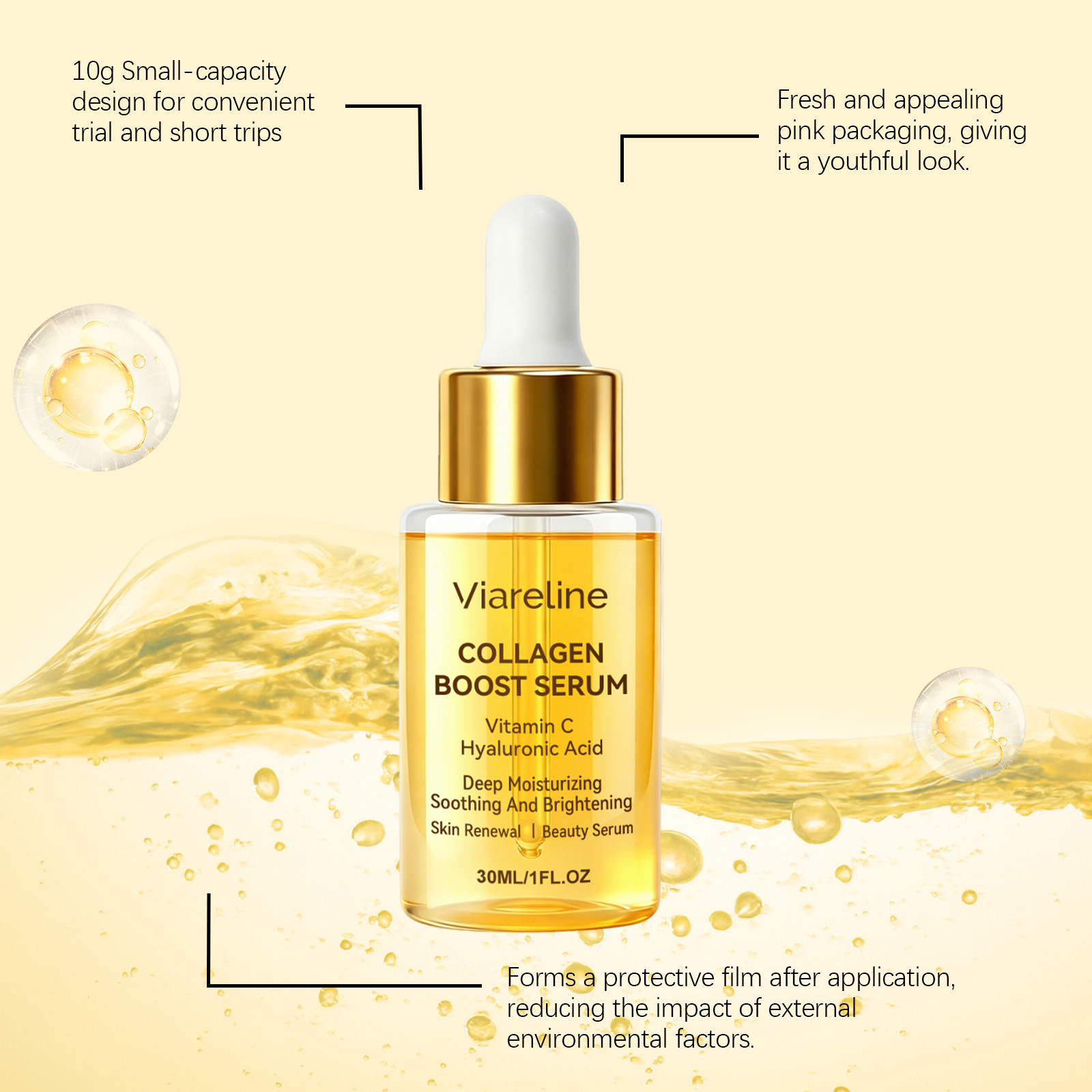 VIARELINE Collagen Essence Moisturizing Nourishing Skincare Daily Convenient Facial Care Serum