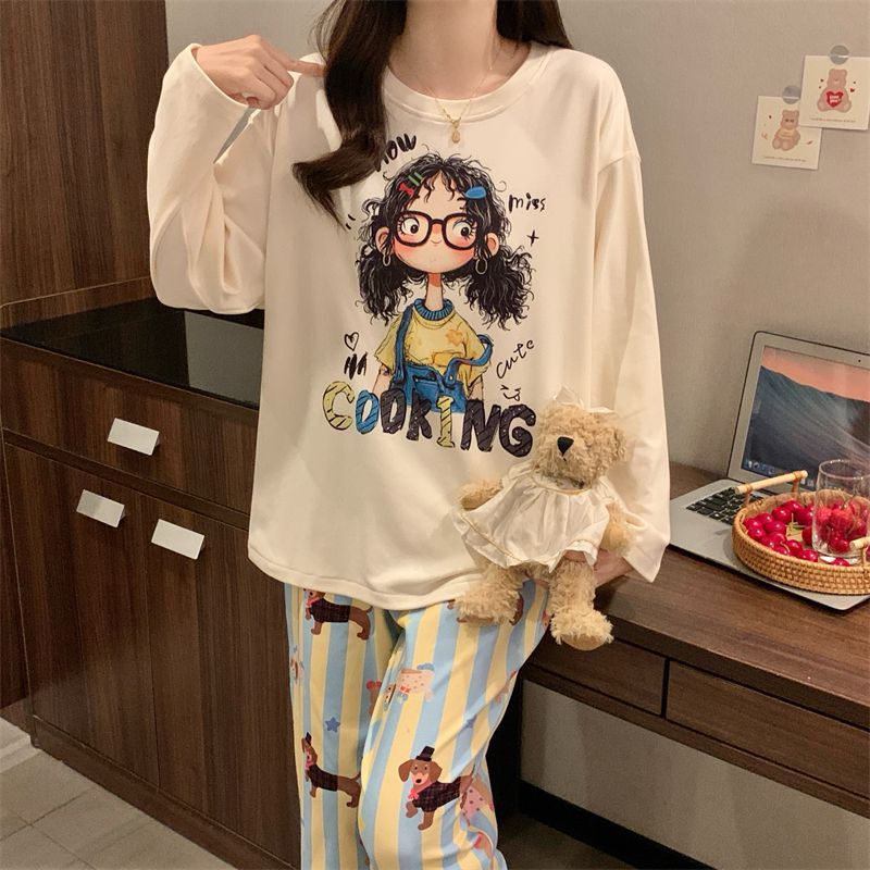 Al por mayor transfronterizo otoño y invierno manga larga de terciopelo de dibujos animados cálidos lindos ropa de hogar pijamas de mujer simple ropa de hogar suelta cubierta