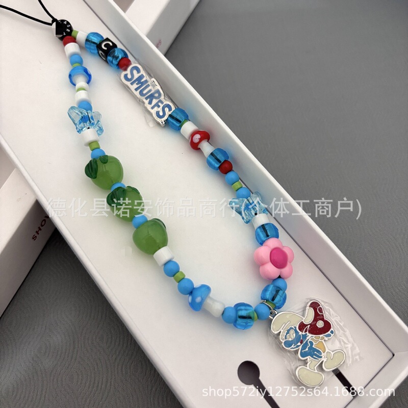 CASE联名Smurfs蓝精灵卡通串珠手机链潮流腕带手机壳挂绳挂件吊饰|undefined