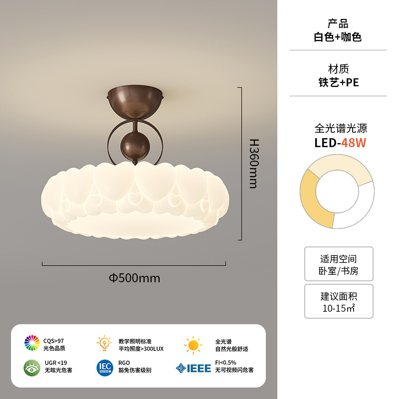 Lámpara de techo de estilo crema medieval 2025 nuevo diseño creativo habitación de los niños protección ocular redonda candelabro de dormitorio principal de espectro completo
