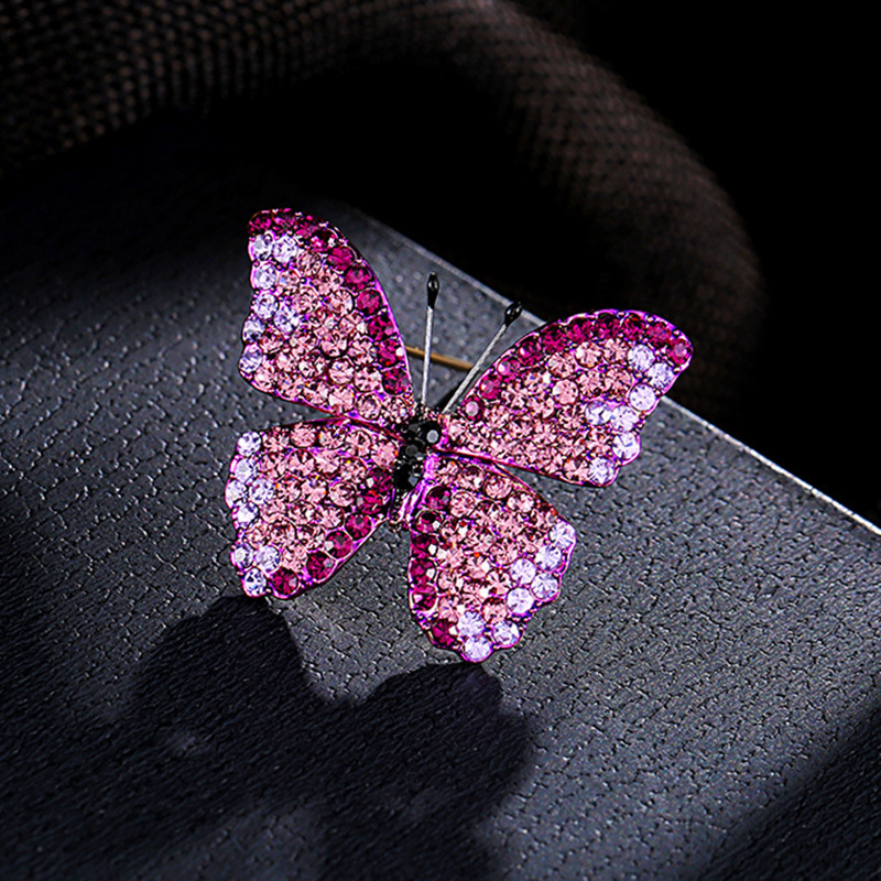 South Korea Full Diamond Butterfly Brooch Corsage Women's Accessories Coat Pin Cardigan Sweater Simple Chanel Style Decorative Jewelry