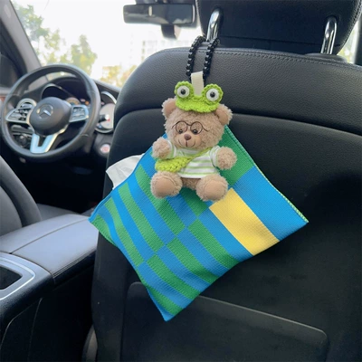 Car tissue box/set car tissue box pumping creative - green-frog-bear-green-striped-paper-bag