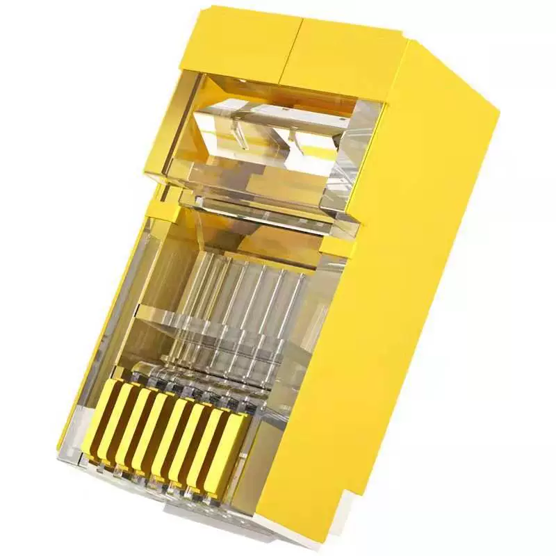 Супер шесть экранирующая Хрустальная головка 8-ядерная позолоченная медь разъем сетевого кабеля rj45 Золотая Защитная головка