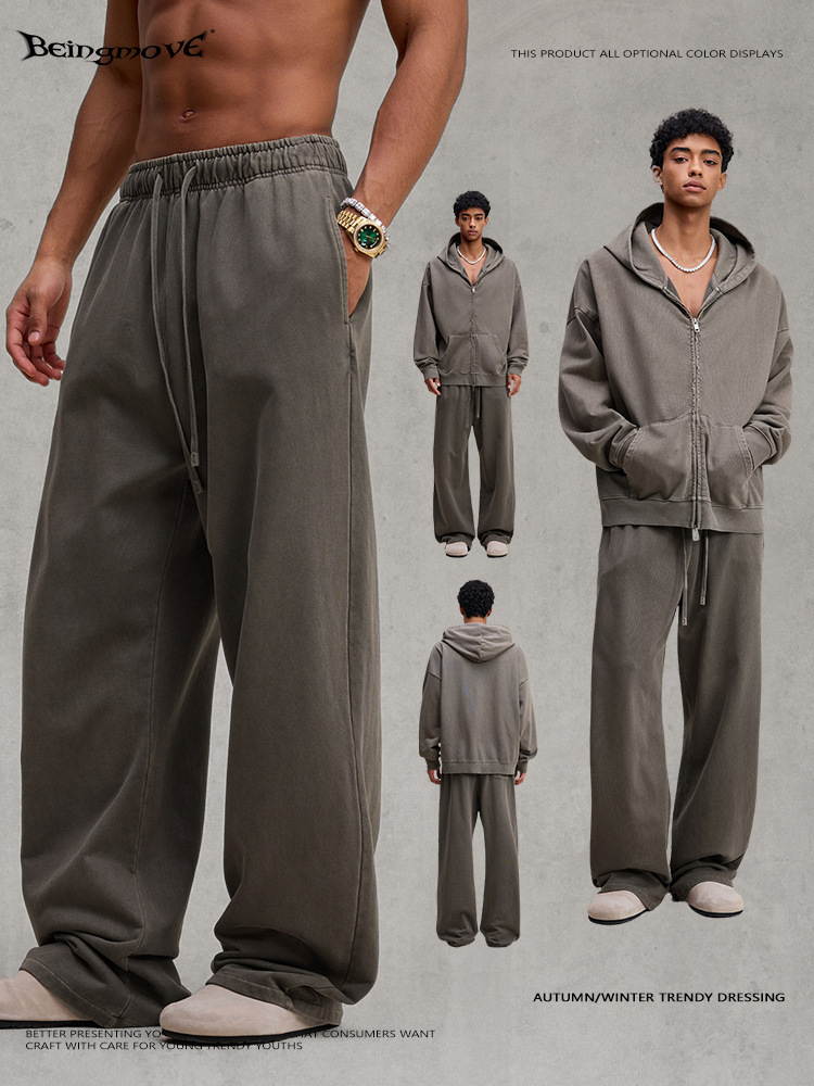 Calle secada| Otoño de 2025 marca de moda europea y americana FOG color grande pantalones rectos pesados pantalones largos casuales para hombres