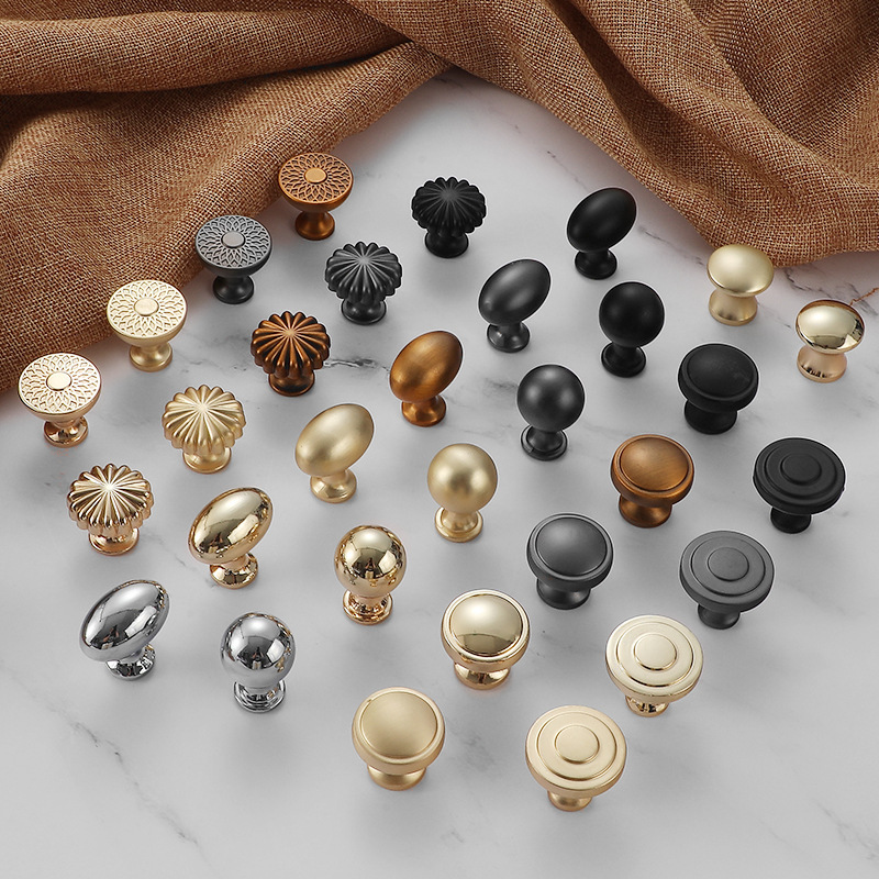 Nordic Light Luxury Drawer Pigeon Egg Single-Hole Solid Aluminum Alloy Wardrobe Cabinet Door Pumpkin-Shaped Small Pull Shoe Cabinet